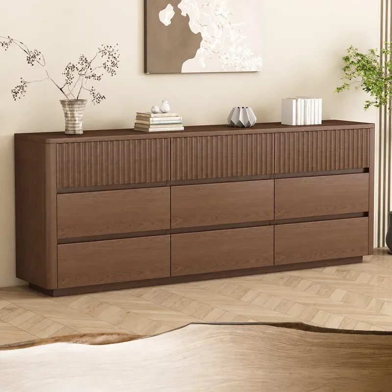 Simple 6 Drawer Chest Solid Wood Bedroom Floor Storage Cabinet Multifunctional Household Locker New Chinese Style Dresser