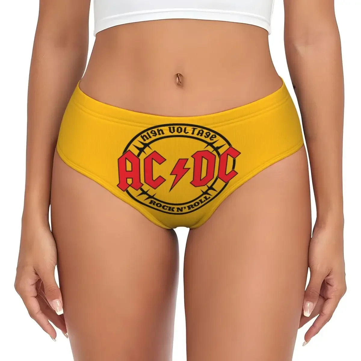 

Custom High Voltage AC DC Briefs Underwear Women Comfortable Stretch Rock Heavy Metal Band Panties