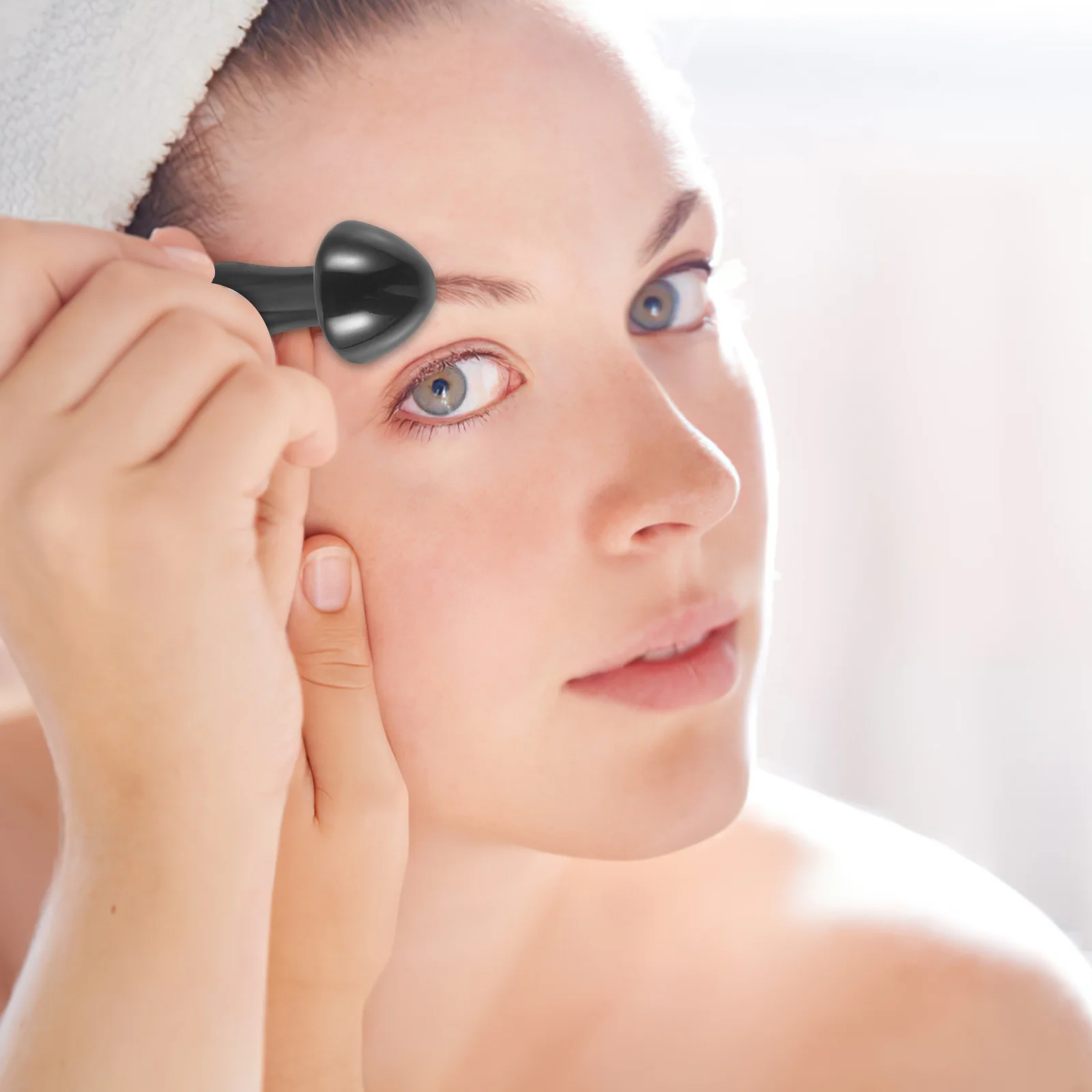 أداة تدليك الوجه من اليشم على شكل فطر، مدلك وجه صغير محمول ومريح لاستخدام رأس العين