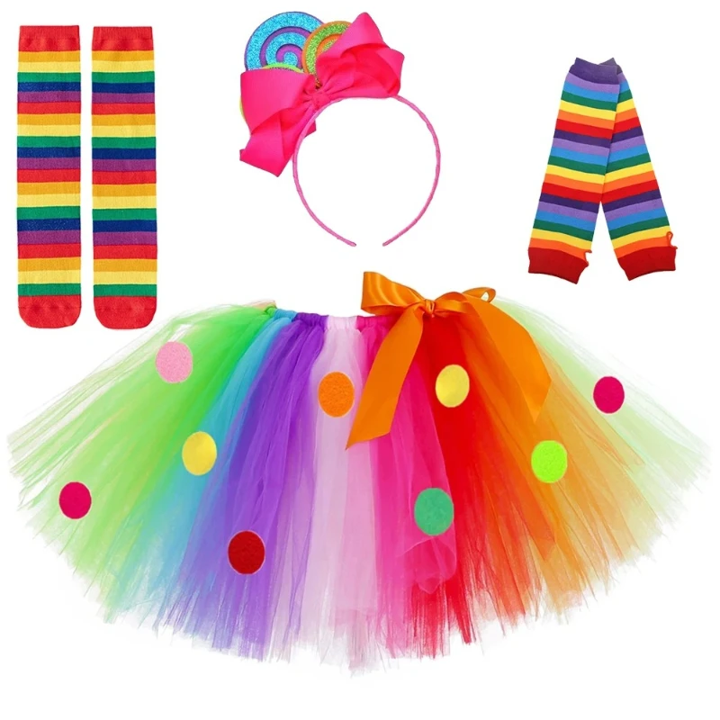 Rainbow Candy Ballet Tutu Skirt for Kids Baby Girls Toddler Birthday Outfit Girl Dance Tutus Colored Lollipop Dress Up Costumes