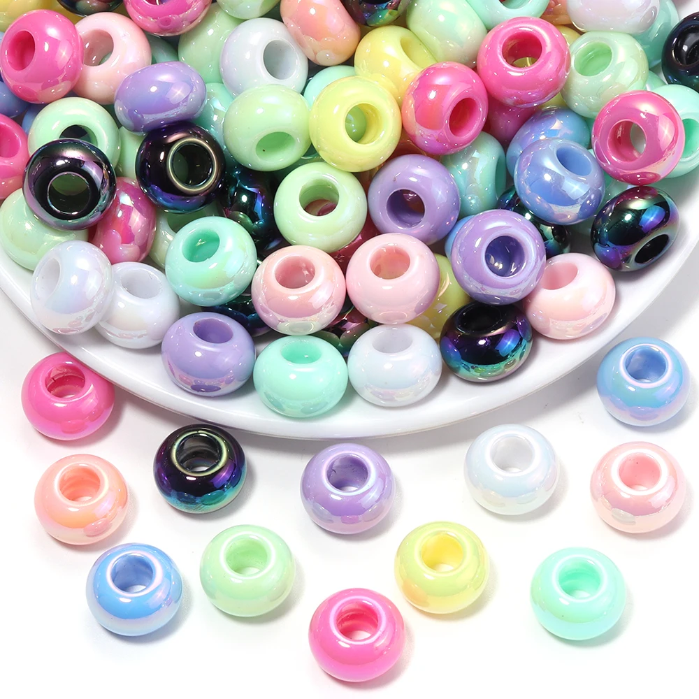 20 Stück 9x14mm UV-Farbige Acryl-Abakusperlen mit Großem Loch, Runde Flache Lose Abstandsperlen für DIY Schlüsselanhänger, Armbänder und Schmuckherstellung – Detail 4
