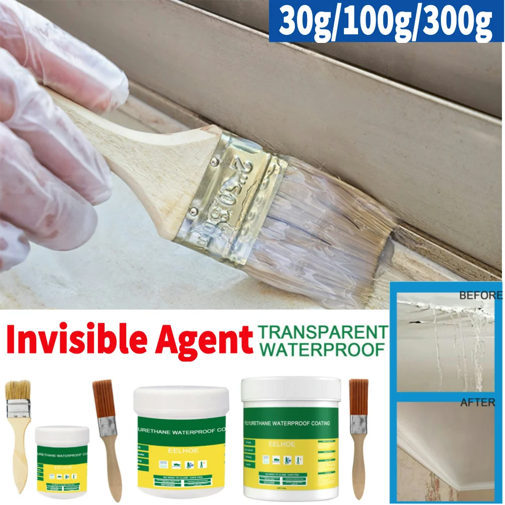 30/100/300g wodoodporny środek uszczelniający do powlekania przezroczysty środek ze szczoteczką do narzędzia do naprawy dachu w domu niewidoczna pasta uszczelniająca