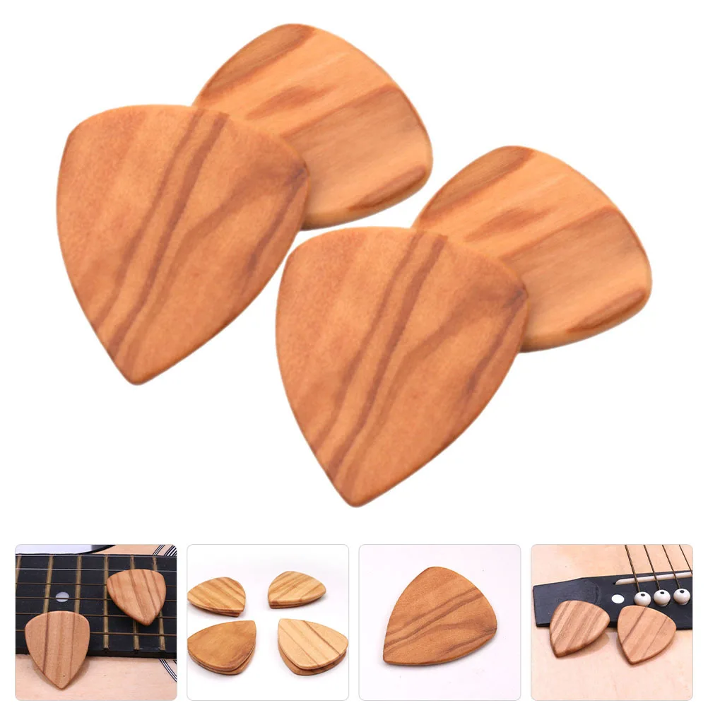 Púas de guitarra de madera de oliva, duraderas, fuertes, sonido claro, exquisita artesanía, accesorios prácticos, 4 Uds.