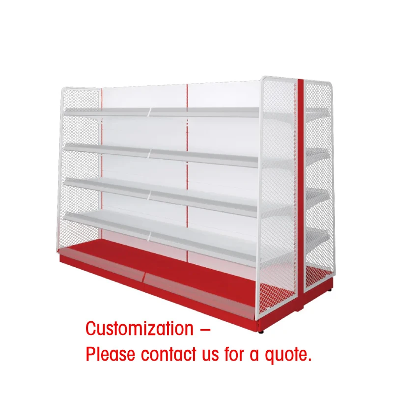 

custom.King Display Double-Sided Metallic Steel Supermarket Racks Light Duty Epoxy Powder Coating Freestanding Quick Installatio