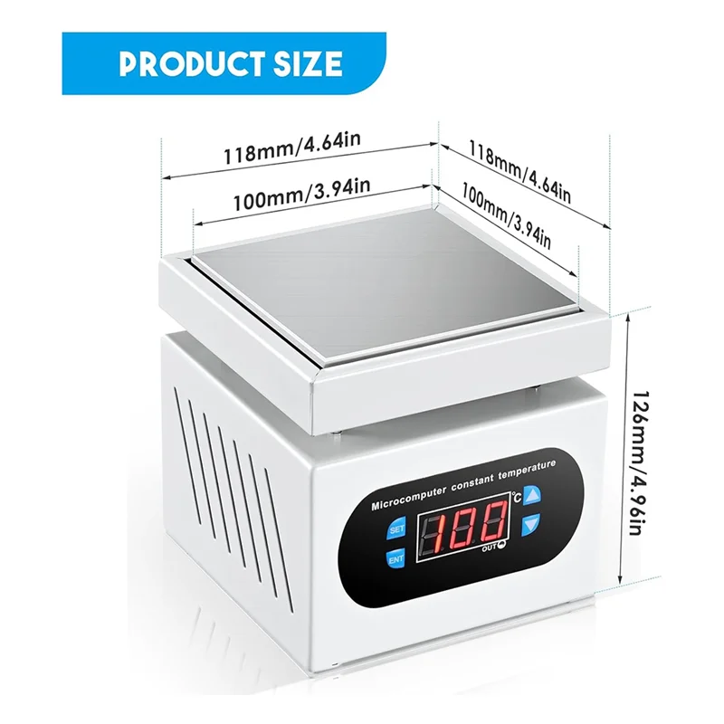 ABJO-LED Microcomputer Controlled 350W Soldering Hot Plate Electric Preheating Station Welder Hot Plate Rework Heater Lab Equipm