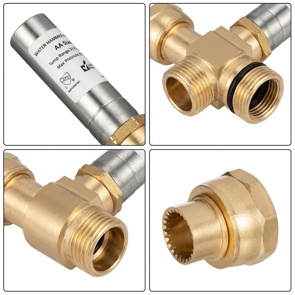 2 Unit Straight-Through Water Hammer Arrestor 3/4 Inch NH for Use with Washer Supply Lines to Stop Knocking Sounds