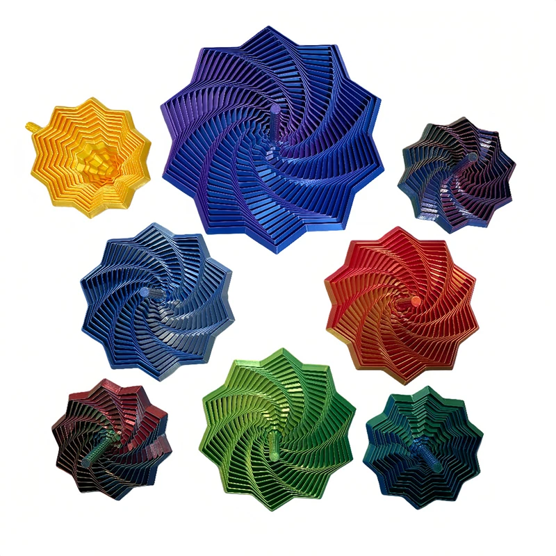 3D Printed Expanded Sensory Fidget Star,Easy-Grip Handles, Whirling Spiral Hexagon Spinner for Stress