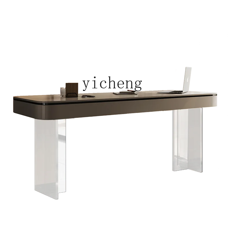 

HSN floating desk solid wood writing desk study modern simple long rock slab desk