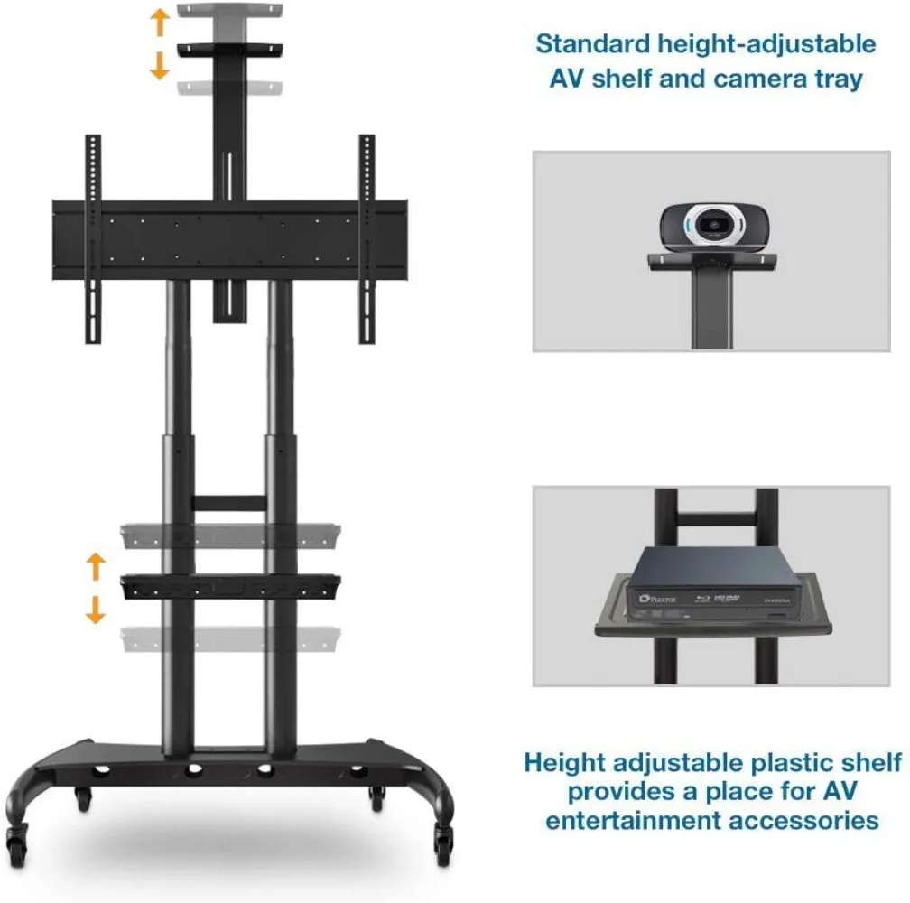 NB North Bayou Mobile TV Cart TV Stand with Wheels for 55" - 85" Inch LCD LED OLED Plasma Flat Panel Screens up to 200lbs