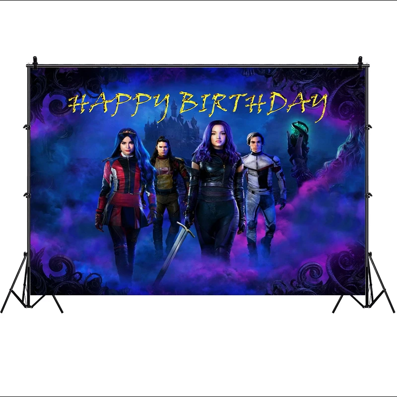 Disney Descendants Backdrop Party Decoration Birthday Descendants 3 Banner Youth Music Movie Photo Background Photography Props