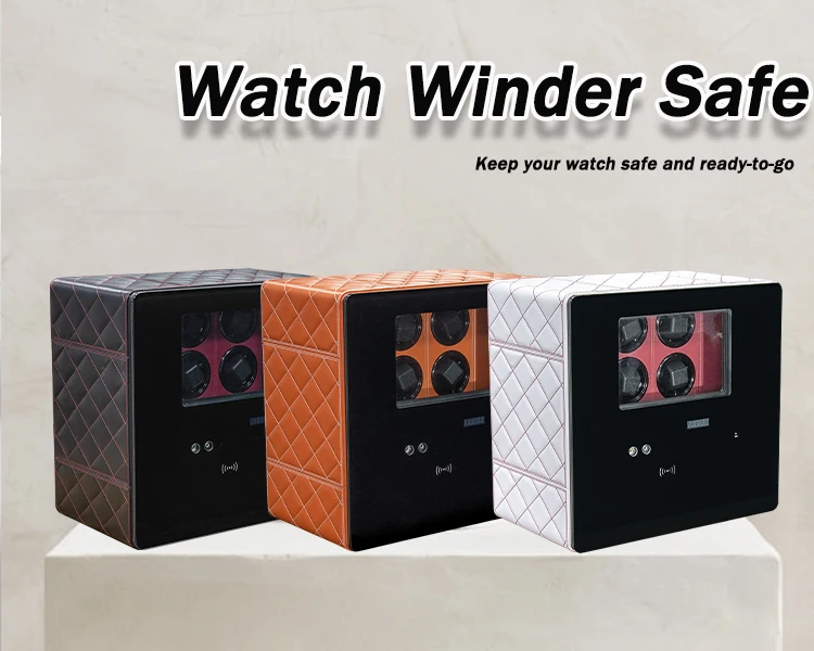 

For Digital Fingerprint Combination Lock High Quality Tempered Glass Door Wrapped In Leather Multi-Rotator Watch Winder Safe Box