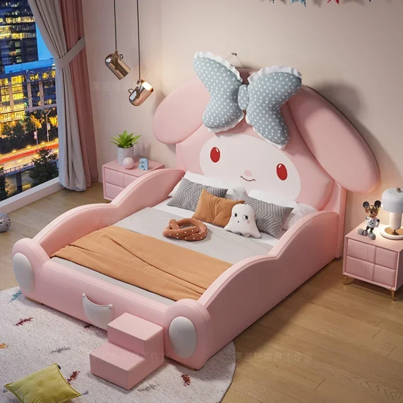 Cama doble bonita y bonita para niñas, almacenamiento, cama cómoda rosa moderna para niños, Camas De Dormitorio tamaño Queen, muebles De dormitorio