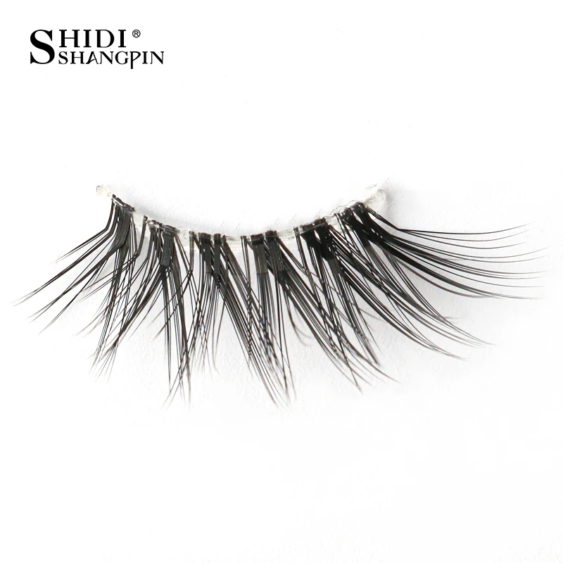 SHIDISHANGPIN 3/5 Paar halbe Wimpern, transparenter Stiel, unsichtbares Band, künstliche Nerzwimpern, wiederverwendbar, falsche Wimpern, natürlich, flauschig – Detail 3