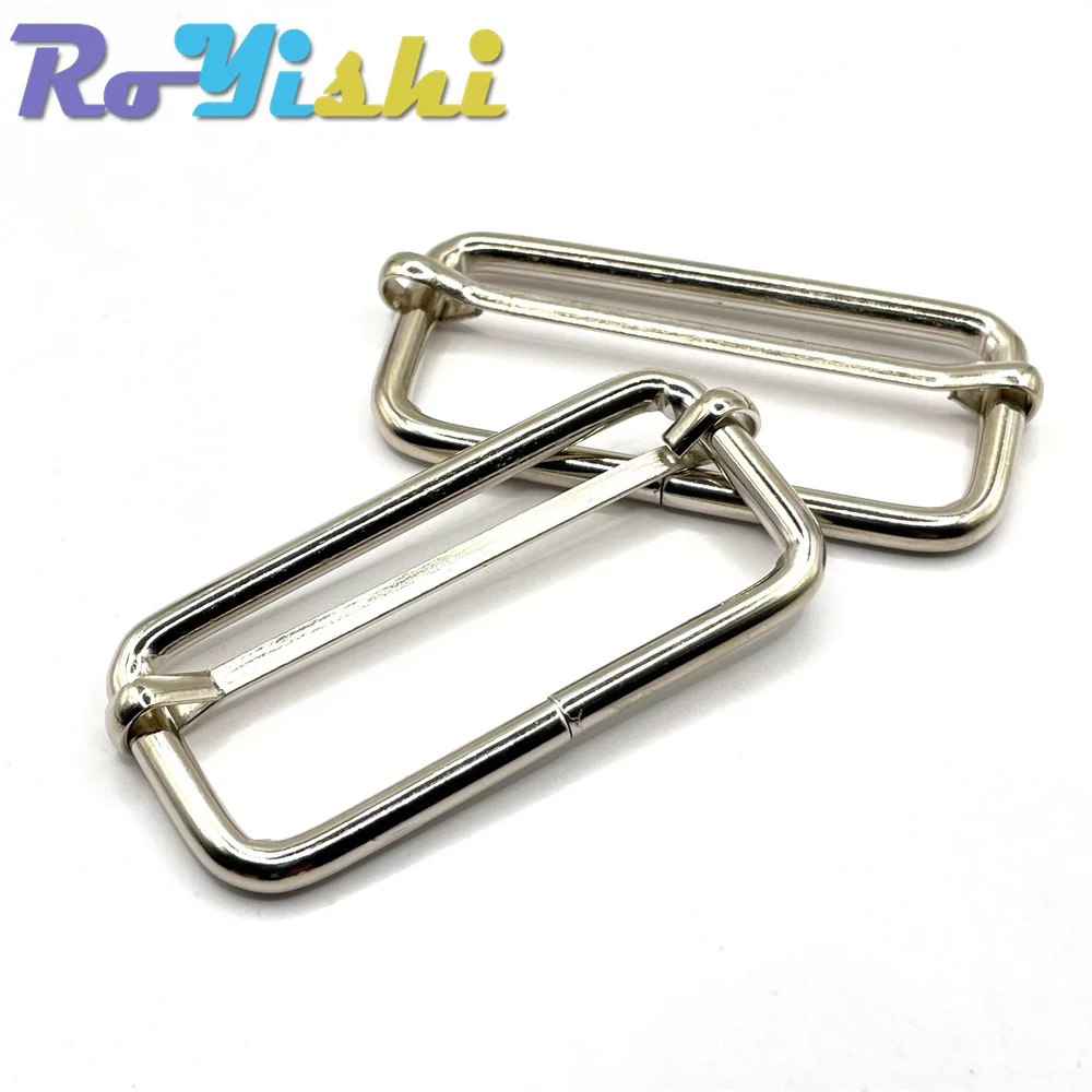 10 Pcs/Pack Silver Metal Slides Tri-Glides Wire-Formed Roller Pin Buckles Strap Slider Adjuster Buckles