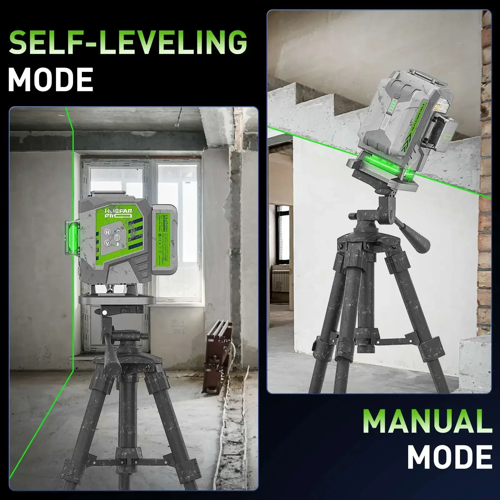 Huepar ZK03DG 3D Green Self-Leveling 12 Lines Laser Level 360 With Rotary Remote Control Horizontal Vertical Line