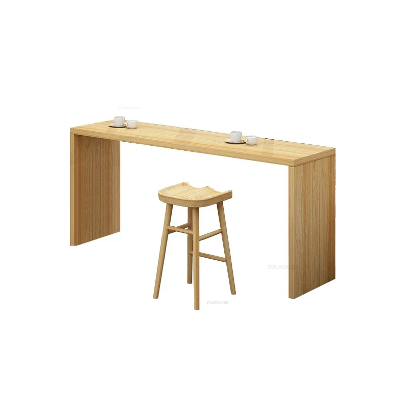 Solid Wood Bar Tables Nordic Kitchen Furniture Home High Table Modern Partition Long Bar Table and Chairs Cafe Bar Table N