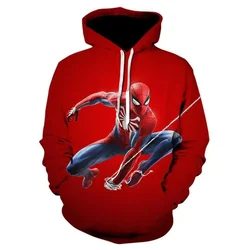 Spring and Autumn Men's Hoodies Sweatshirts Marvel Spider-Man 3D Printed Long Sleeve Tops Outdoor Sports Men's Sweatshirts