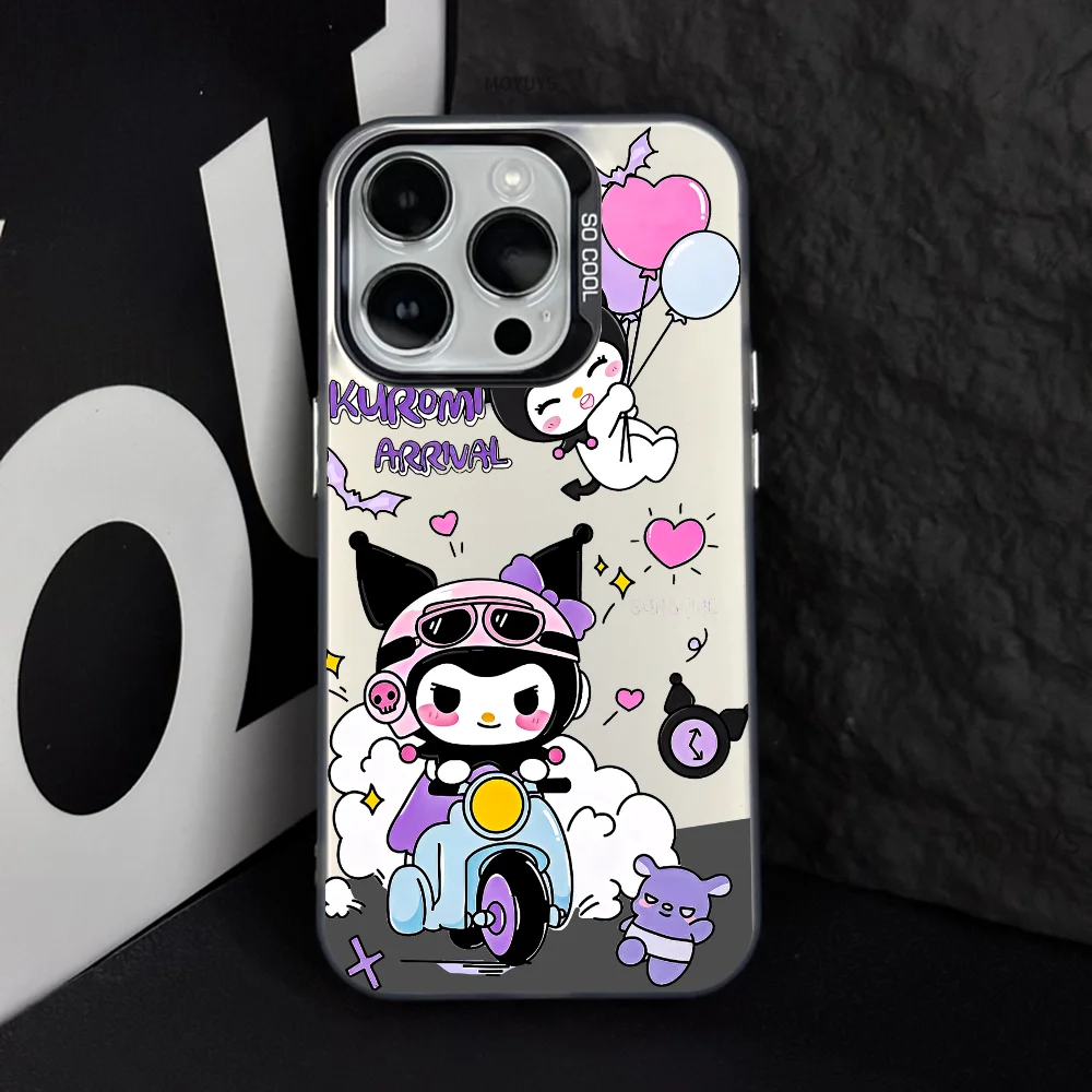 Cute Cartoon Kuromis Phone Case IMD Color Silver Shell For IPhone 16 15 14 13 12 Pro Max Plus