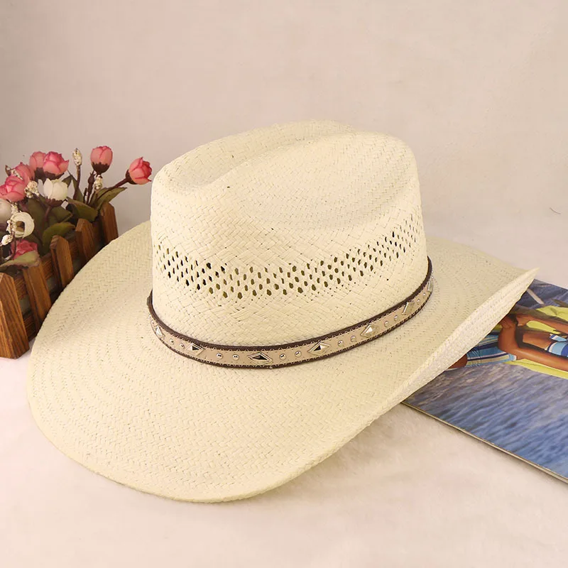 Stiff Five Points Papyrus Knight Hat Western Panama Cowboy Hat Spring And Summer Men's Sun Hats