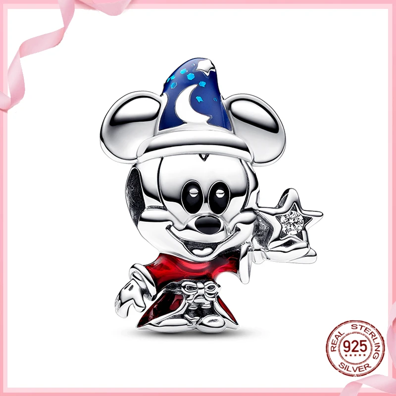 Disney-Minnie 925 Charme de Prata para Mulheres, Beads Ponto, Original Pulseira Pandora, Mickey Bead, DIY Pingente, Presente da Jóia, 2024