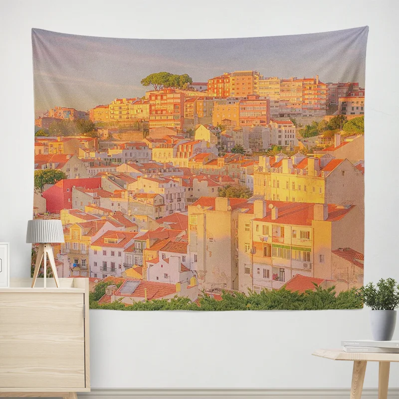 VIKAMA Warm Window Landscape Tapestry Plant Landscape Wall Hanging Retro Background Cloth Home Wall Decoration Carpet