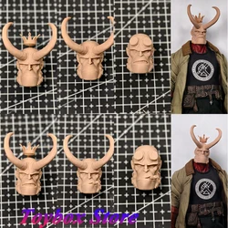 Multi Styles 1/12 Hellboy Unpainted White Model Head Sculpt Perfect Detail Design Carving Toys For ML Shf Mezco Mcfarlane Body