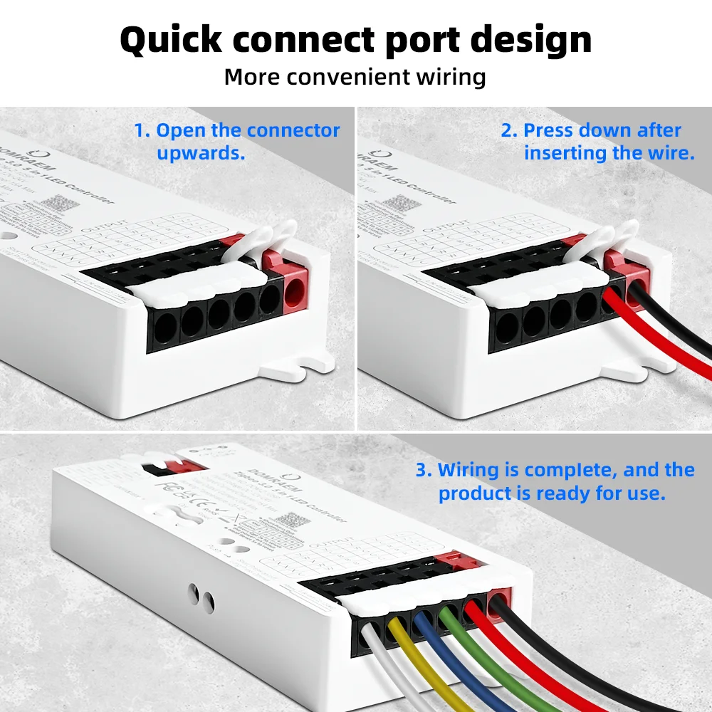 DOMRAEM Zigbee 3.0 5 em 1 Controlador de Faixa LED DIMMER CCT RGB RGBW RGBCCT Compatível com HU * E SmartThings APP Voz 20A Max