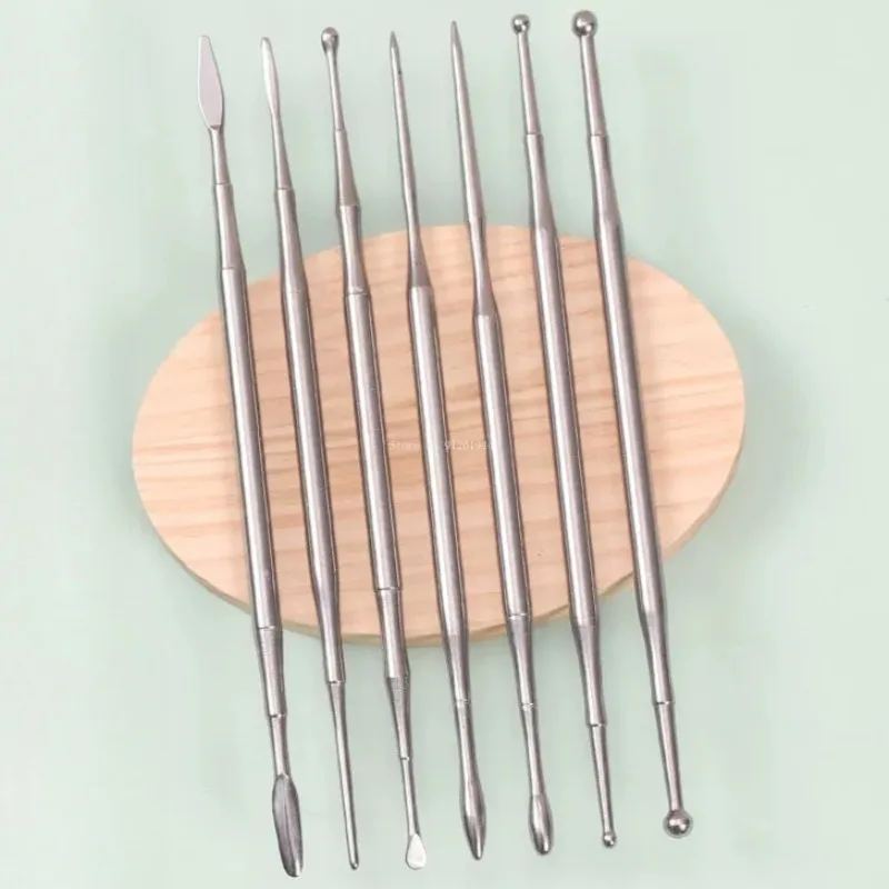 Juego de 7 herramientas de acero inoxidable para arcilla, espátulas para escultura de cerámica blanda, herramientas para tallar muñecas de arcilla, decoración, herramientas para barro, aceite y masilla.