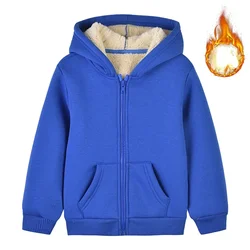 Unisex Winter Fleece Hoodies for Boys Sweatshirt Casual Thicken Warm Kids Zipper Coat Tops 8 9 10 12 Years Girls Clothes Cotumes