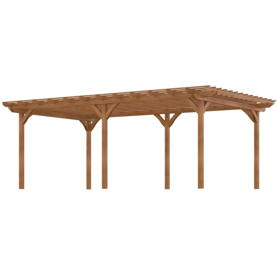 

20' x 12' Outdoor Pergola Wood Gazebo Grape Trellis with Stable Structure for Garden Patio Backyard Deck