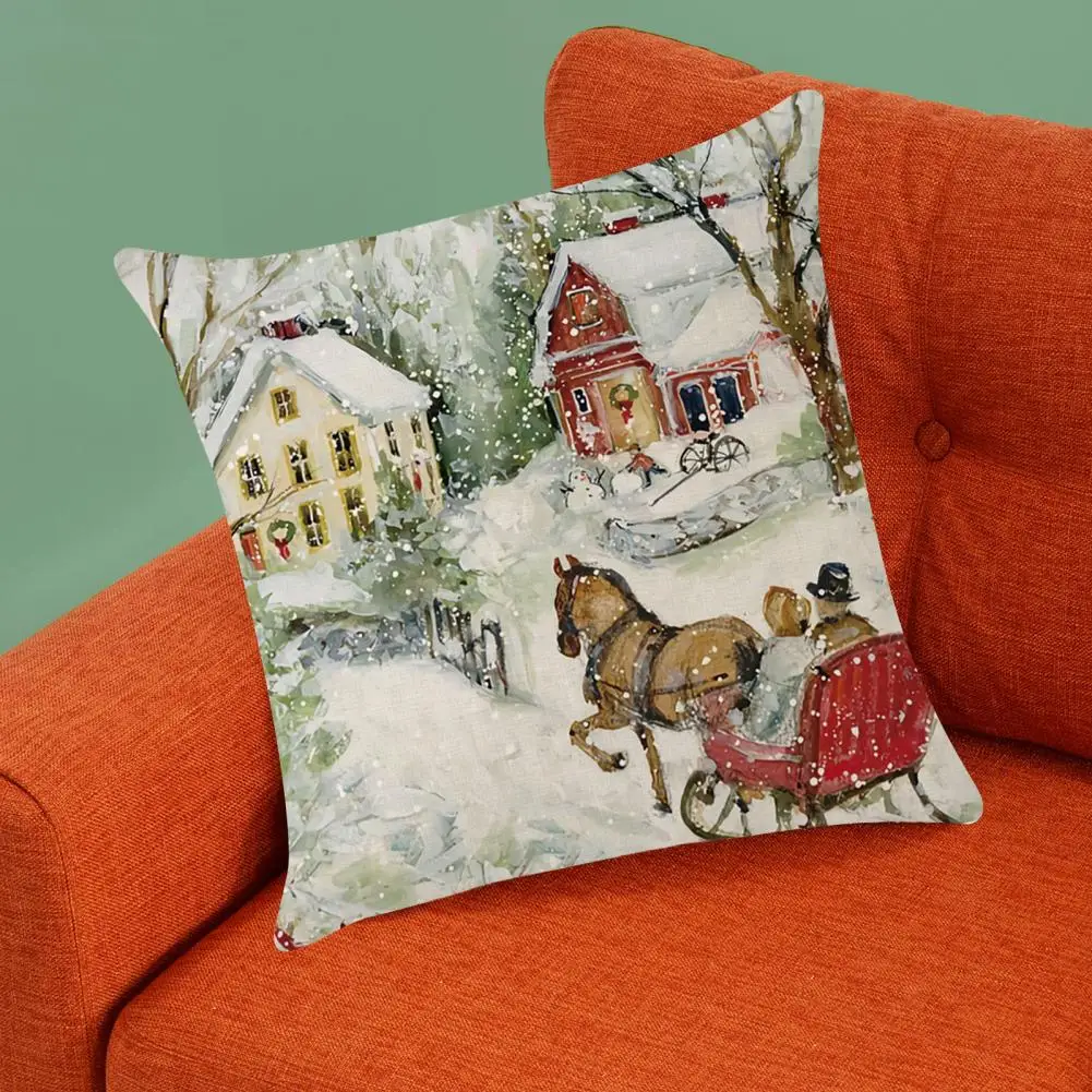 Pillow Case Useful Easy Insertion Cushion Cover Santa Claus Throw Pillow Cover Home Holiday Decor for Household