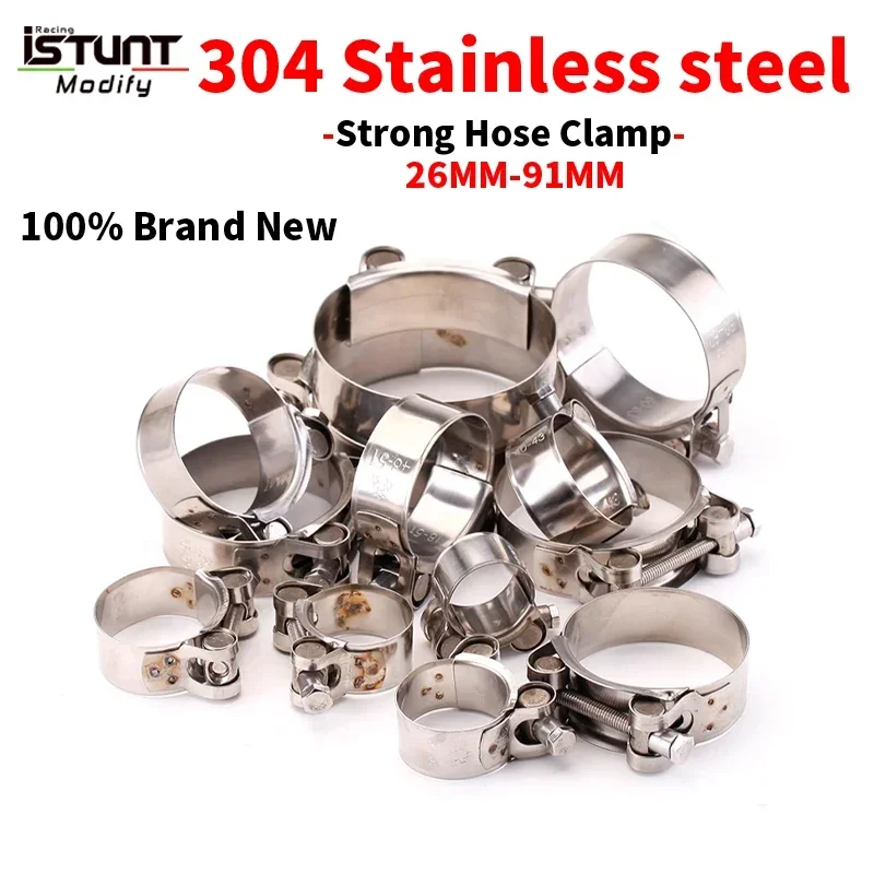 

High Quality Stainless Steel Hose Clamp Exhaust Air Water Pipes Durable Sealing Powerful Strength Repair Welding Tools 26 - 91Mm