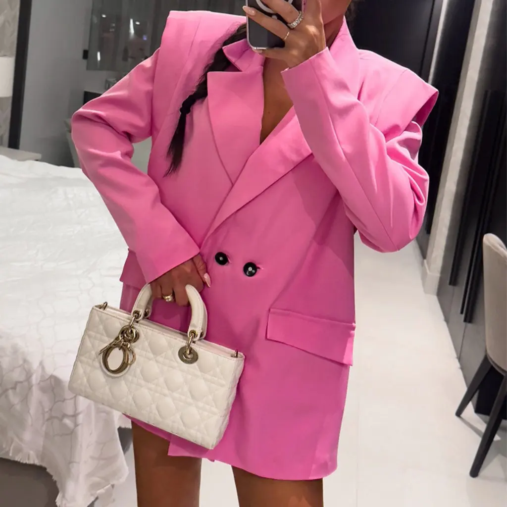 

Spring Autumn New Long Sleeve Casual Commuter Office Suit Jacket Loose Solid Color Women's Fashion Outerwear