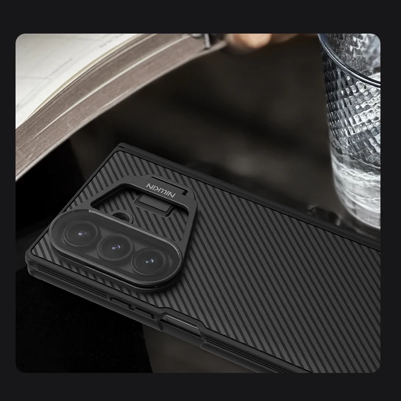 Nillkin สําหรับ Samsung Galaxy Z พับ 7 กรณีฝาครอบกล้องโปร่งใสขาตั้งบานพับการป้องกันแบบรวมทุกอย่างเคสพับกันกระแทก