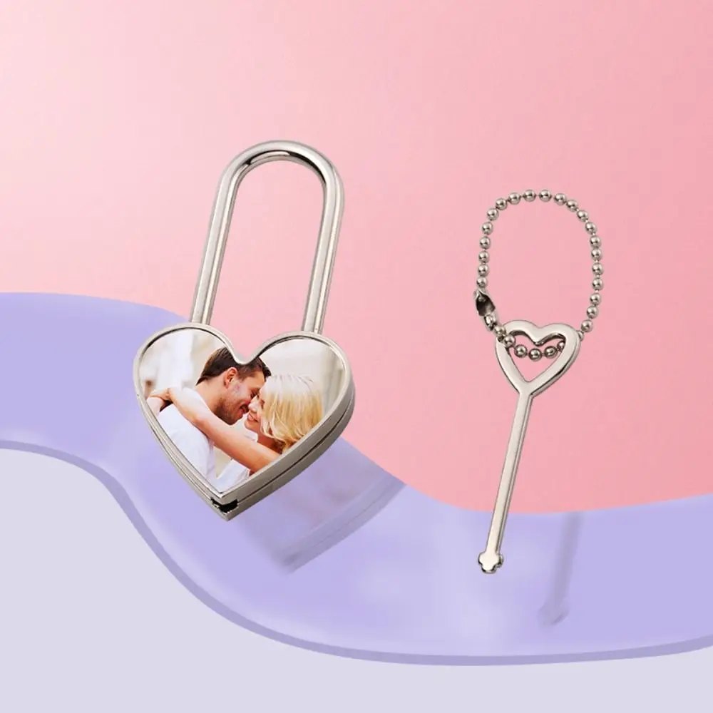 Heart Shaped Thermal Transfer Lock Square Shaped Round Shaped Love Lock Mini Size Zinc Alloy Heart Shaped Lock Wishing Lock