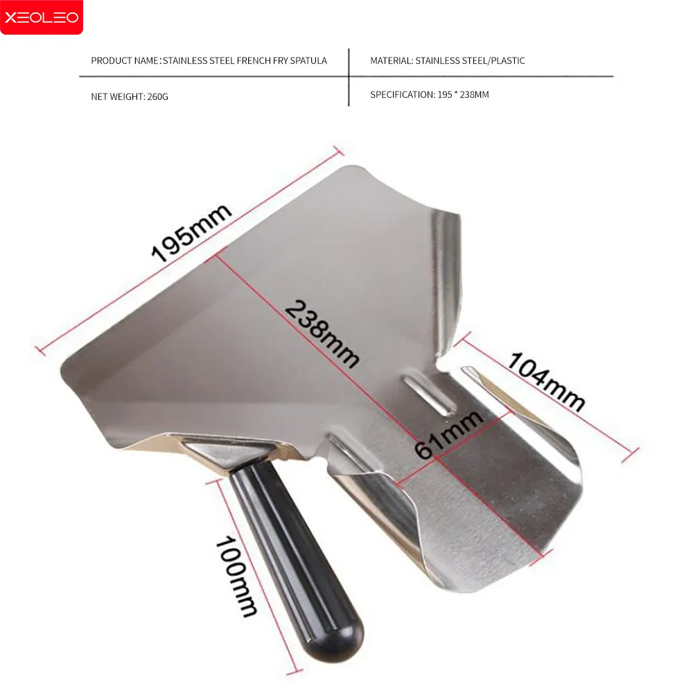 ตะหลิวสแตนเลส XEOLEO สำหรับเฟรนช์ฟรายส์ เกรดอาหาร ใช้สำหรับเฟรนช์ฟรายส์ ป๊อปคอร์น ตะหลิวทำขนมในครัว ด้ามจับเดี่ยว/คู่