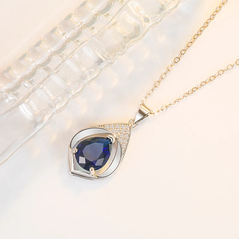 HuiSept Necklace 925 Silver Jewelry Water Drop Shape Zircon Gemstone Pendant for Women Wedding Party Gift Accessories Wholesale