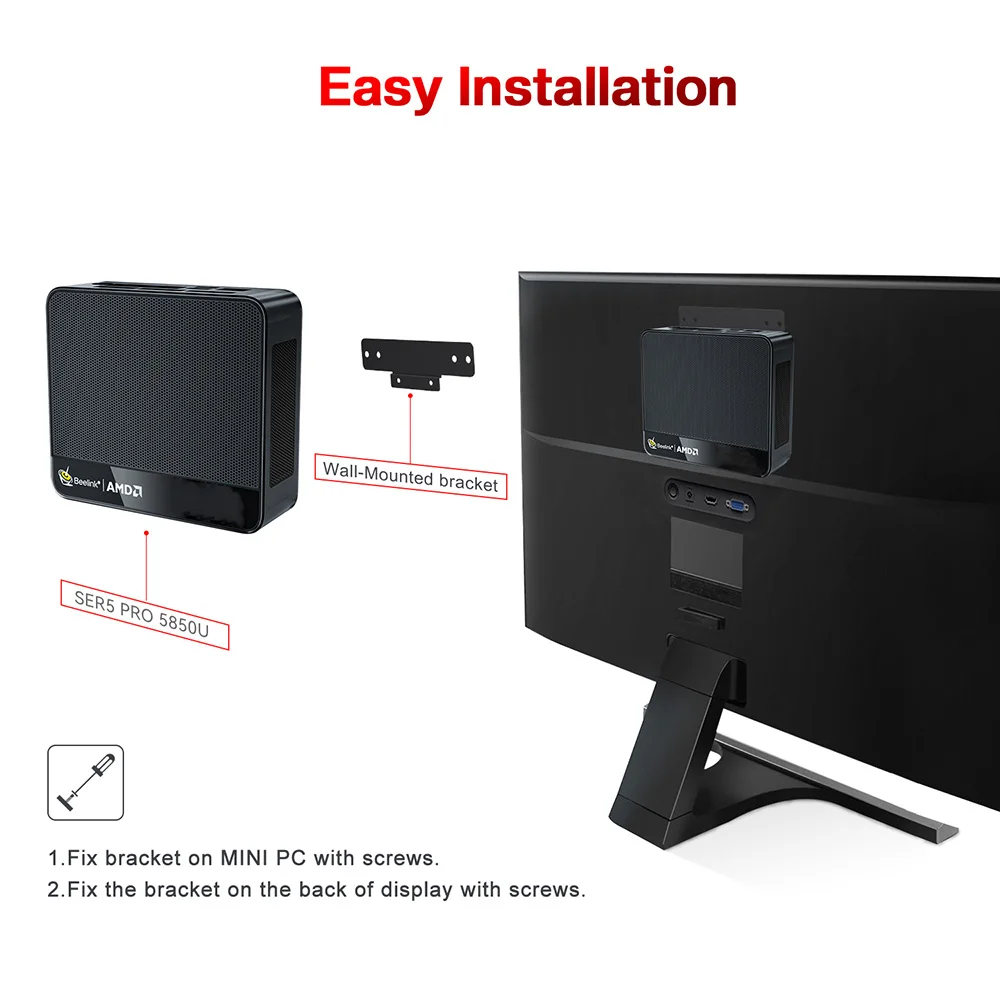 Beelink Ryzen7 SER5 PRO 5850U SER5 MAX 7735HS Mini PC AMD DDR4 16GB  SSD 500GB Support WiFi6 BT5.2 HD 1000M 5850U Mini Computer