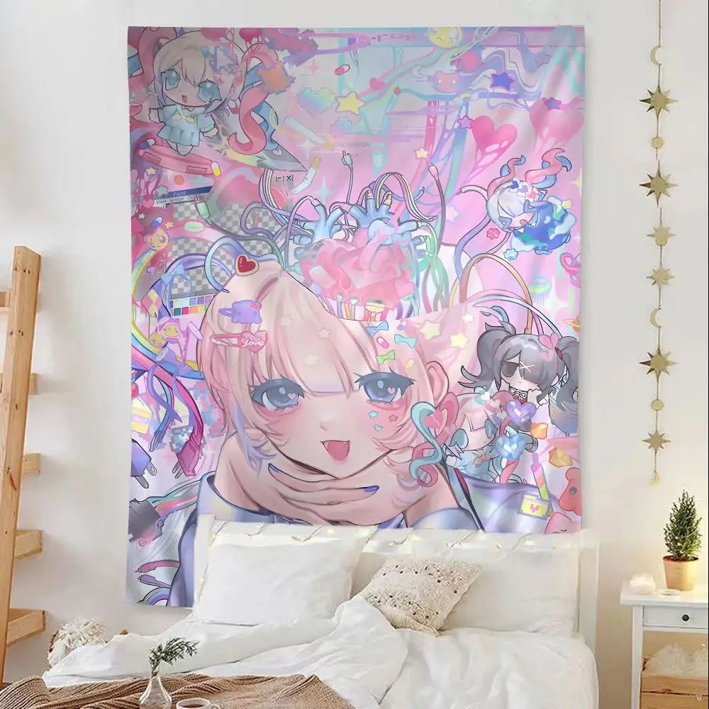 VIKAMA Kawaii Anime Girl Wandteppich, Otaku-Kultur, Schlafzimmer, Wohnzimmer, Wohnheim und Spielzimmer, ästhetische Heimdekoration