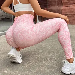 Printed Pink Legings Sports Women Fitness High Wais Ttights Push Up Running Yoga Pants Energy Seamless Leggings Gym Leggins