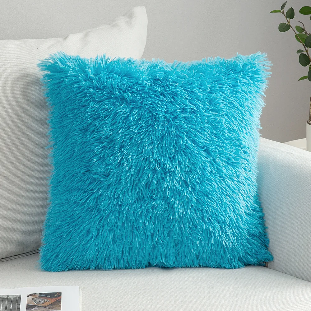 Soft Fluffy Plush Capa de Almofada, Monocromática, Sofá Decorativo Travesseiro Capa, Fronha Home, Shaggy Fur Capa de Almofada, Decoração Têxtil