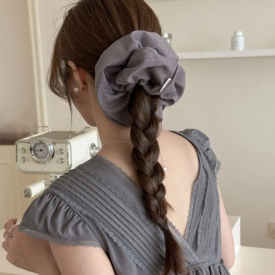 

Premium Fabric Scrunchie Wide Retro Solid Color Hair Rope for Women Daily Wear Outdoors Travel Beige