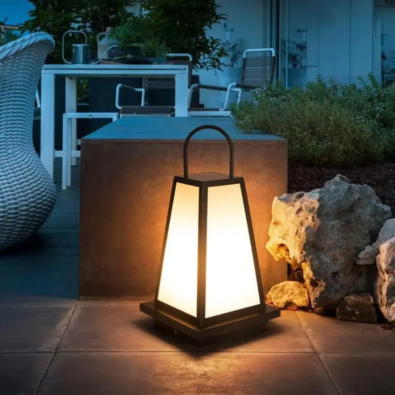 Remote Control LED Solar Post Lantern Portable External Lighting Fixture Solar Pillar Lamp Outdoor Post Light Solar Lantern