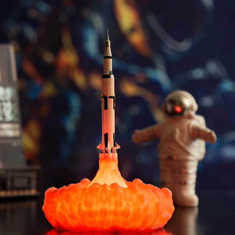 2019 Newest Dropship 3D Print Saturn V Lamps Rechargeable Night Light Apollo 5 For Moon Land Space Lover as Room Decoration