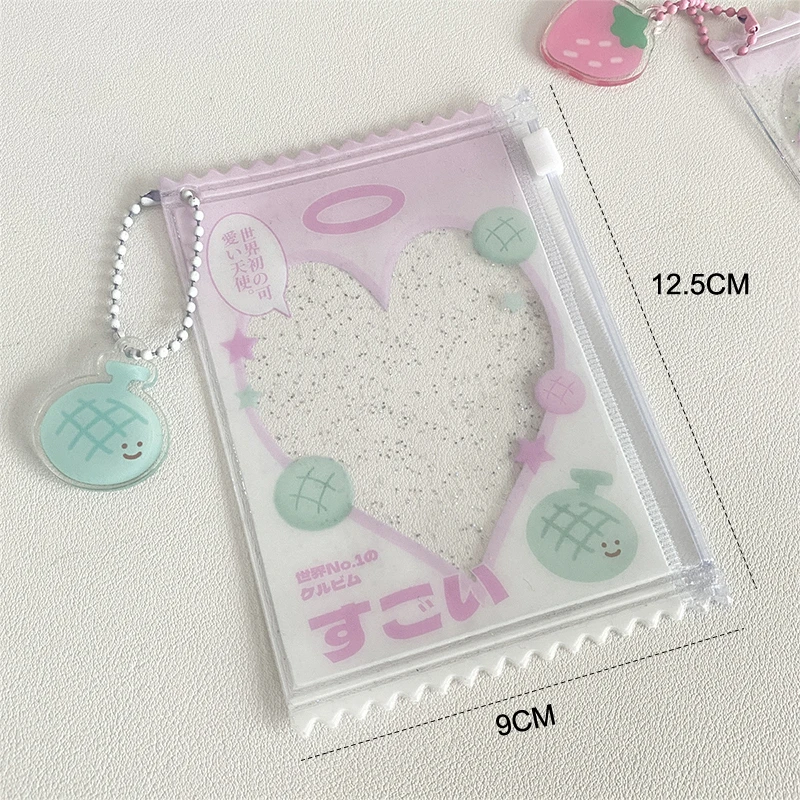 Lindo transparente brillante caramelo trébol de cuatro hojas bolsa Kpop fundas para tarjetas soporte para sesión fotográfica películas para tarjetas Protector de tarjetas de juego