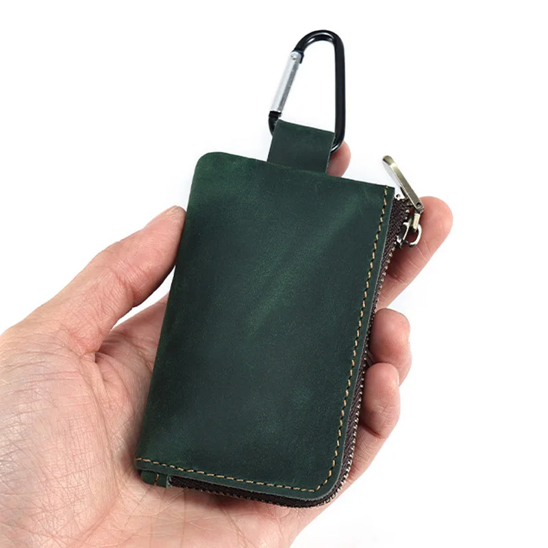 남성용 가죽 벨트 교수형 동전 지갑 지갑 및 동전 주머니 암소 가죽 동전 홀더 키 체인