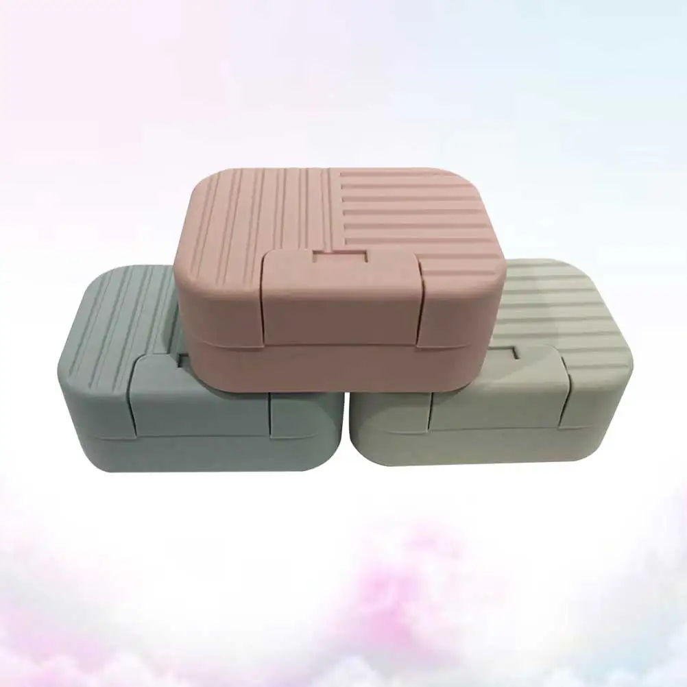 

3pcs Portable Box Travel Soap Case Leakproof Sturdy Practical For Gym Outdoor Blue Green Practical Soap Dish Pink