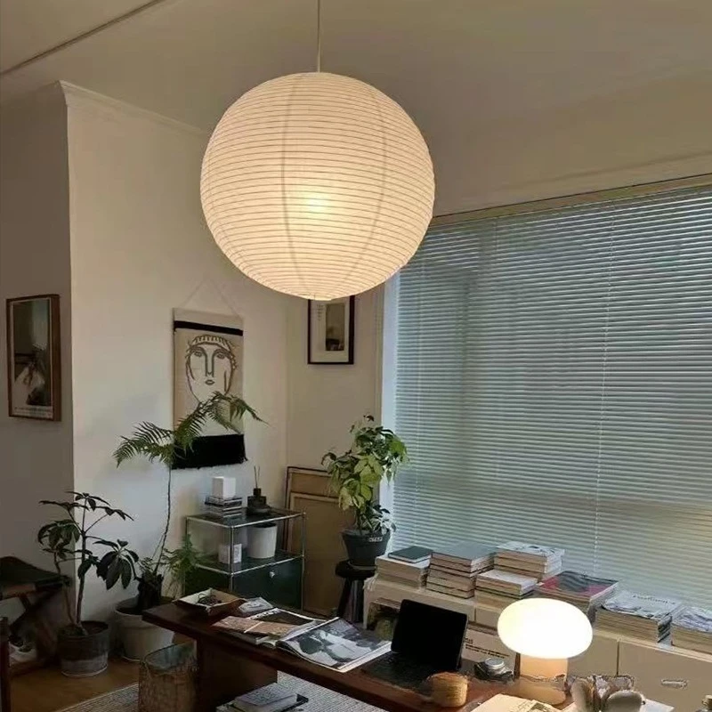Noguchi Yui Rice Paper Pendant Lights Lantern Wabi Sabi Style Restaurant Homestay Foyer Atmosphere Ball White Paper Hanging Lamp