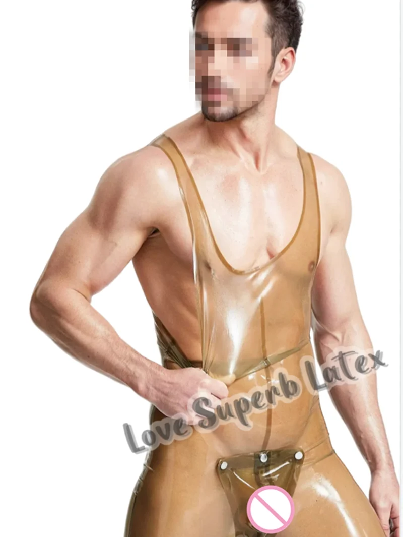 Catsuits de látex sin mangas para hombre, leotardo de látex, mono fetiche de goma, pieza de bacalao sin cremallera
