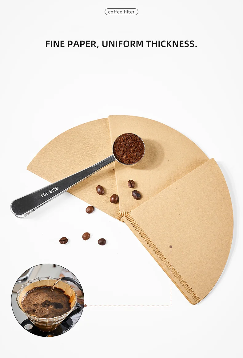 YRP 60 V Kaffeefilter, Papierzählung, Einweg-Koffelfilter, natürlicher kegelförmiger, ungebleichter Filter für V&60 Kaffeetropfer – Detail 6